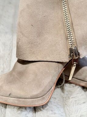 Steve Madden Taupe Suede Fold-Over Zip Ankle Boot